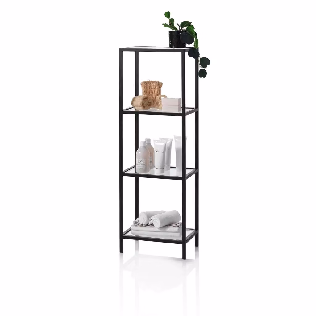 Scaffale KEN AQA DESIGN nero e trasparente in metallo e vetro L: 24 cm, P: 4 cm, H: 113 cm – 2