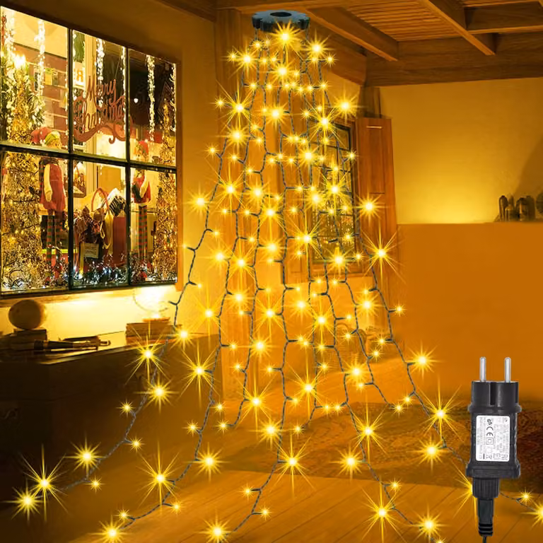 Catena luminosa per albero di Natale, 2 metri, 280 LED, luce bianco caldo, timer, grado di protezione IP44