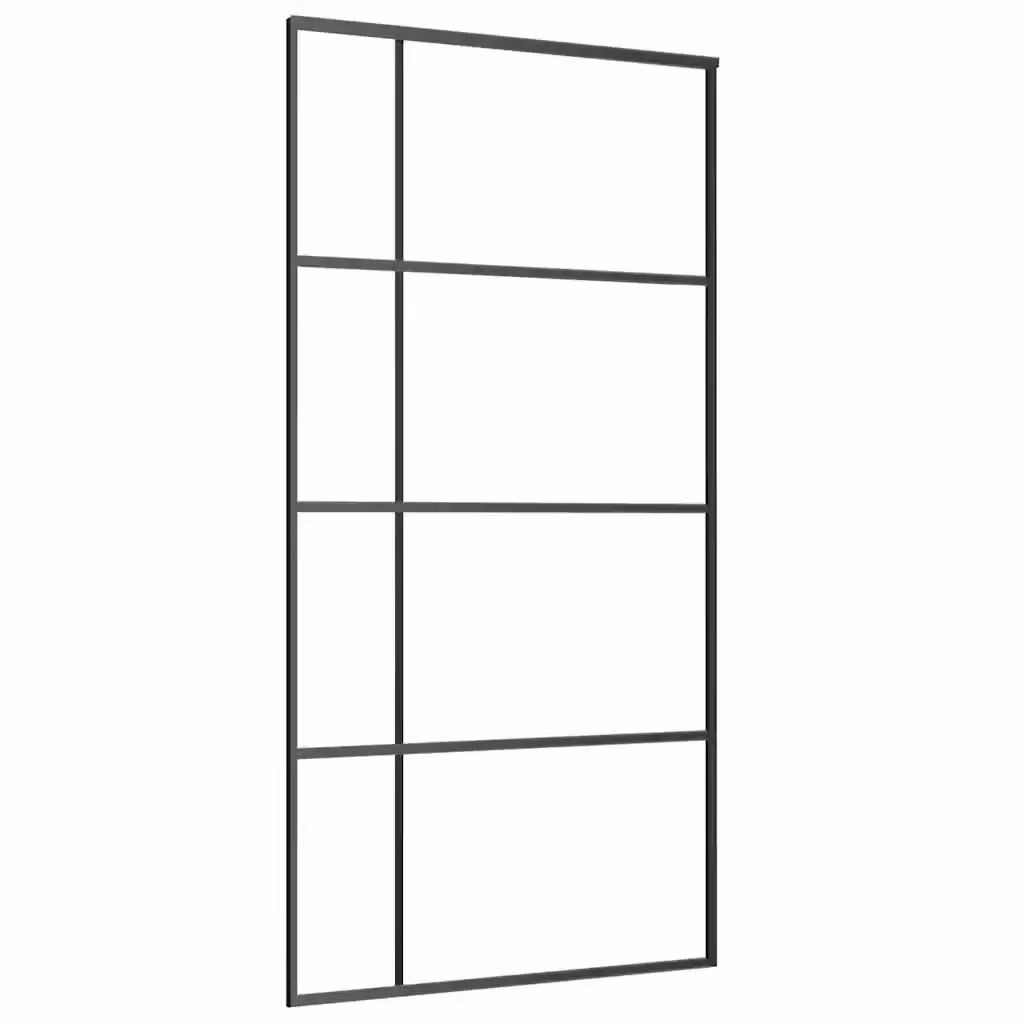 Porta Scorrevole Moderna vidaXL in Vetro ESG e Alluminio, Colore Nero, L: 102,5 cm, H: 205 cm – 2