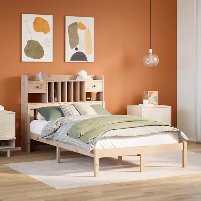 Letto Libreria senza Materasso 135x190 cm in Legno di Pino 3322331