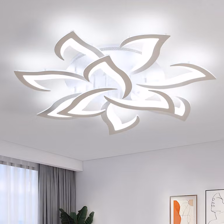 Lampada a soffitto LED da 60W con 10 luci, design a forma di fiore, plafoniera moderna in ferro e acrilico, ideale per soggiorno, camera da letto, cucina e ufficio, luce bianca fredda (6500K)