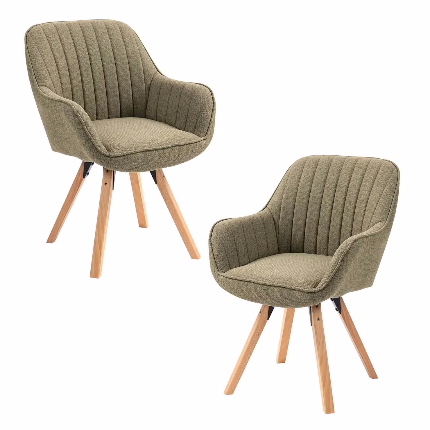 Meubles Cosy - Set di 2 comode sedie da pranzo in tessuto verde con rotazione a 360° - CARSON