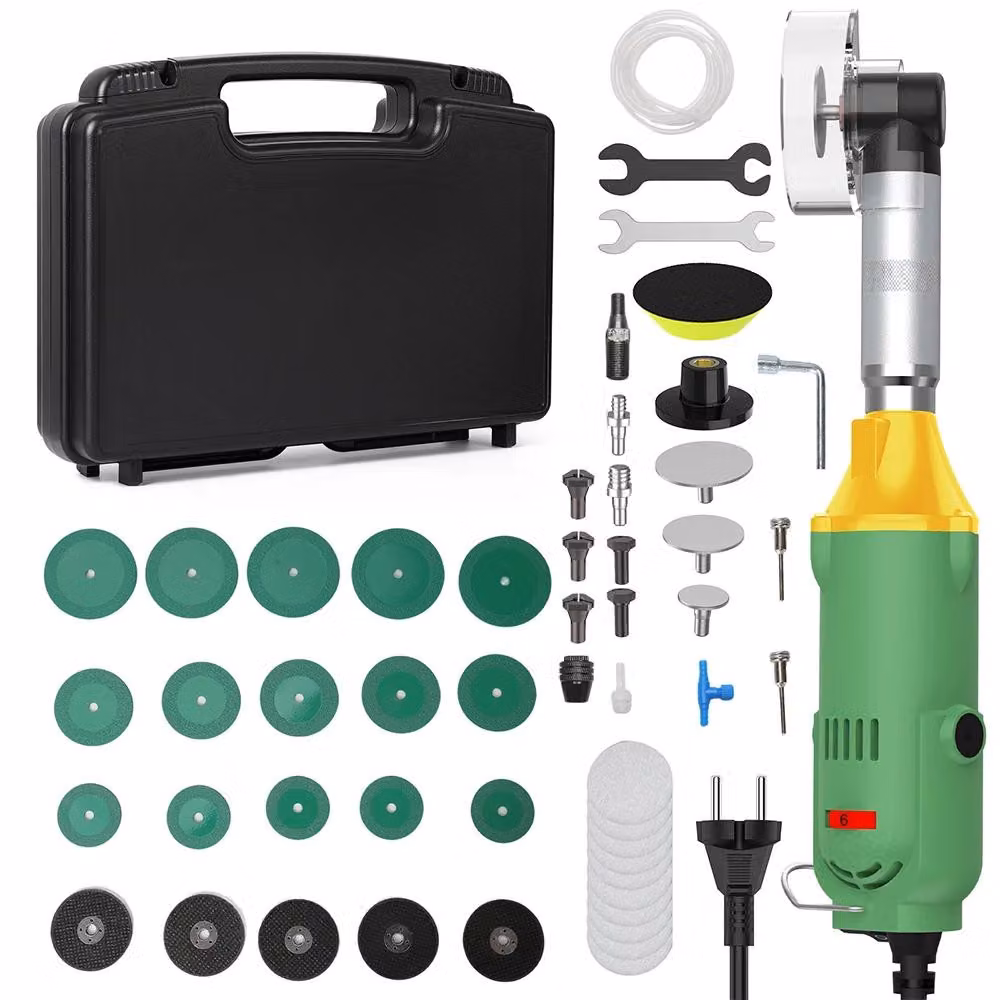 Levigatrice angolare elettrica - Utensile per tagli a 90° per piastrelle in Vetroceramica - 6 velocità - Per levigatura e lucidatura - Per la pulizia - Senza batteria - Colore: verde