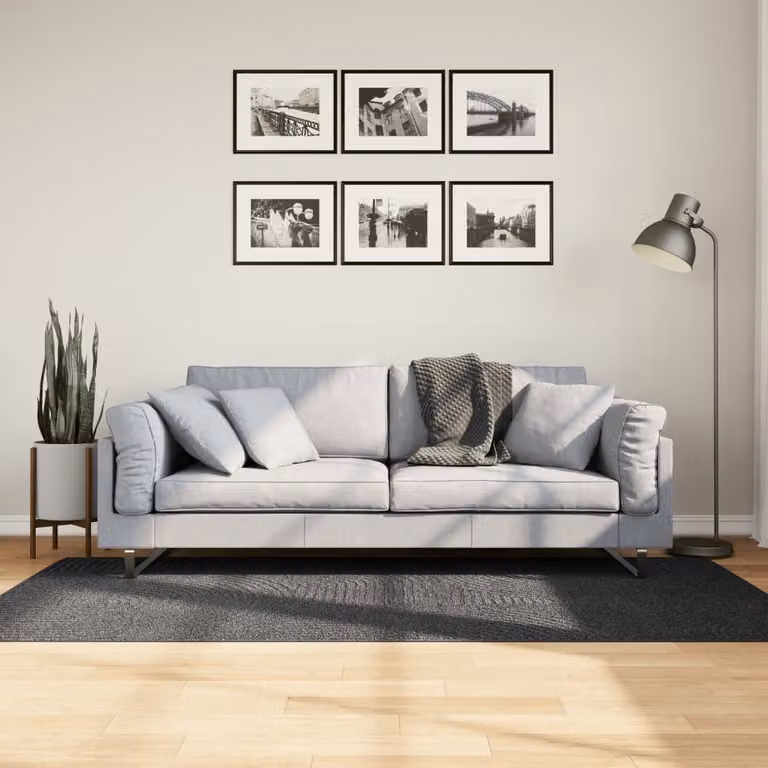 Tappeto a pelo corto vidaXL IZA in stile scandinaviano con motivo geometrico, colore antracite, L: 200 cm, P: 100 cm