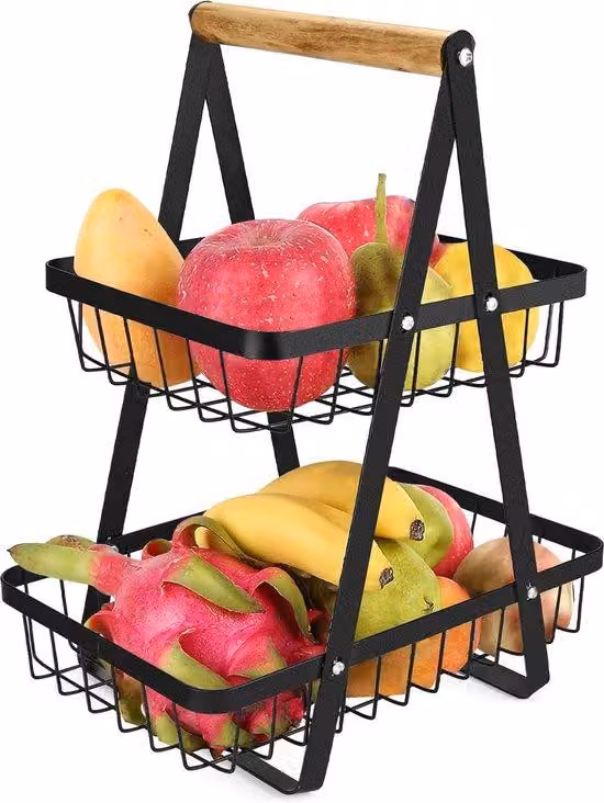 Scaffale da cucina, 2 ripiani, ripiani in metallo rimovibili, mobile, scaffale per il pane, scaffale per le verdure, scaffale a 2 ripiani, scaffale moderno per pane, verdure e snack, scaffale angolare, contenitori, cucina