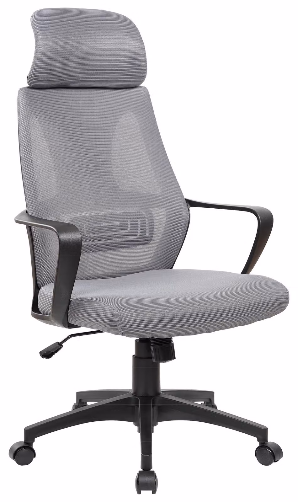 Sedia da ufficio con supporto lombare, rivestita in tessuto a rete. Sedia da scrivania con funzione basculante, sedia girevole ergonomica con schienale regolabile e traspirante. Colore: nero/grigio