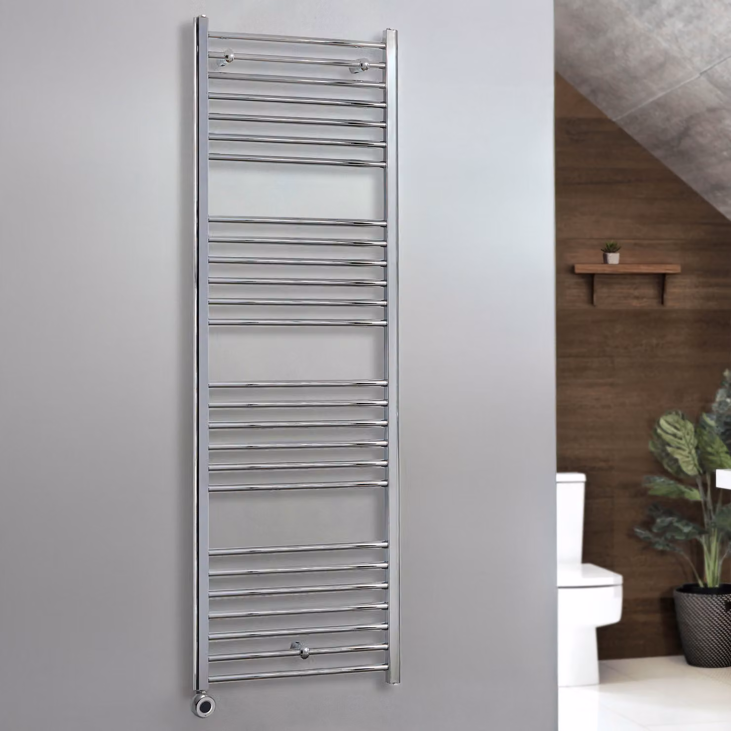 Scaldasalviette Elettrico Diritto Cromato ECOSO by Hudson Reed con Elemento Termostatico Wi-Fi L: 180 cm, P: 60 cm