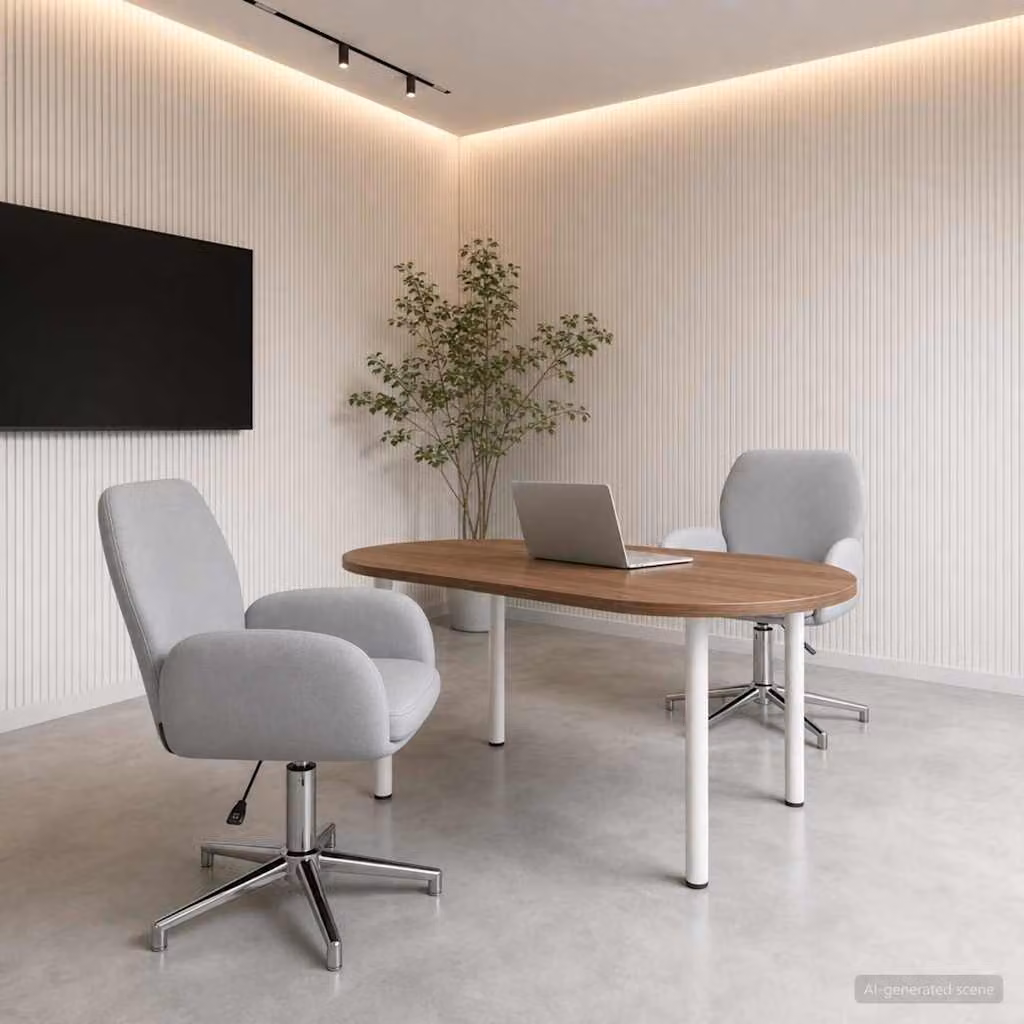 Set di 2 sedie da scrivania girevoli vidaXL in tessuto grigio, L/P/H: 54 x 58 x 90 cm