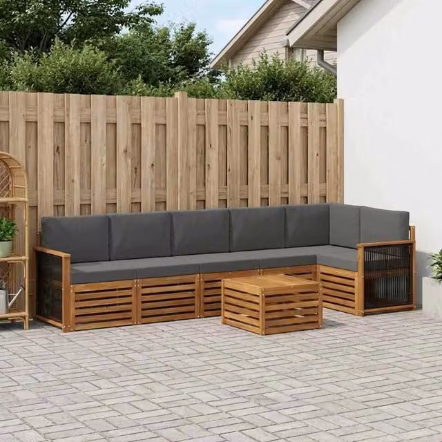 Set di divani da esterno 6 pz Naturale e Antracite 3384443