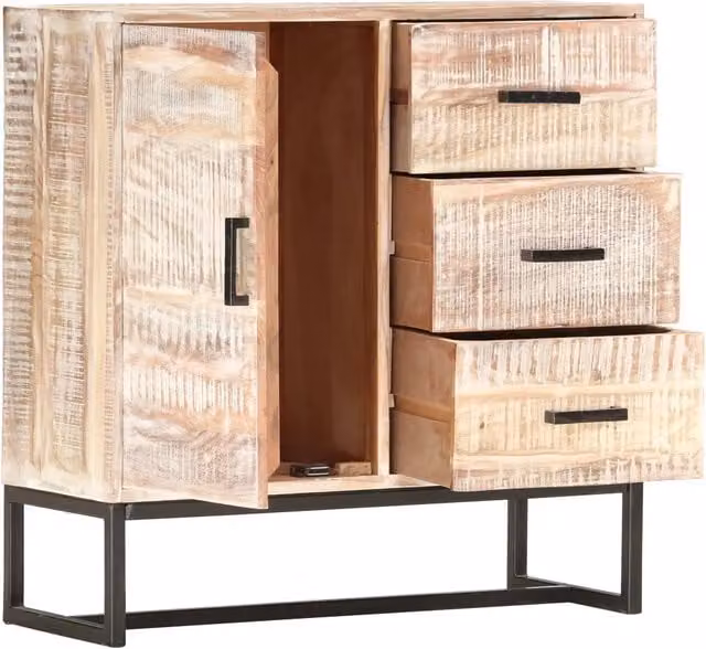 Credenza Bianca 73x30x75 cm in Legno Massello di Acacia 287327