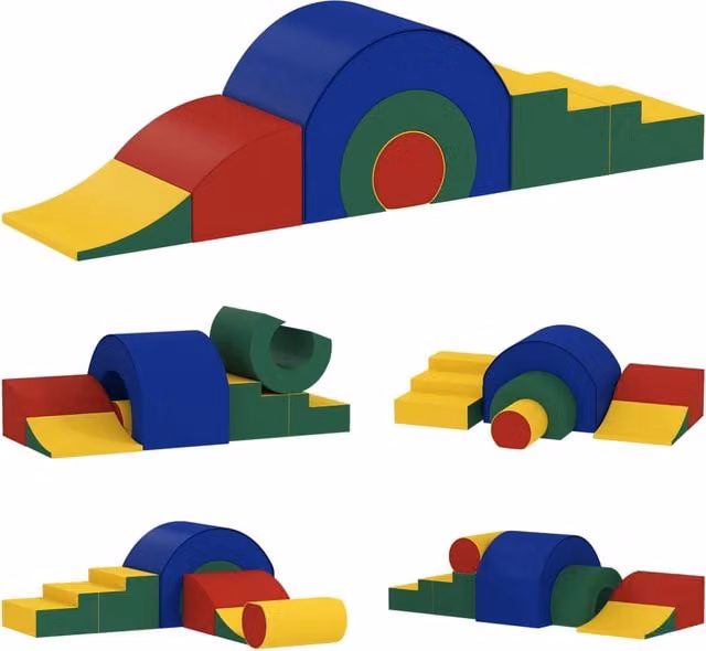 Set di 5 Blocchi Morbidi Multicolore in Schiuma ed Ecopelle per il Gioco Creativo e l'Arrampicata dei Bambini