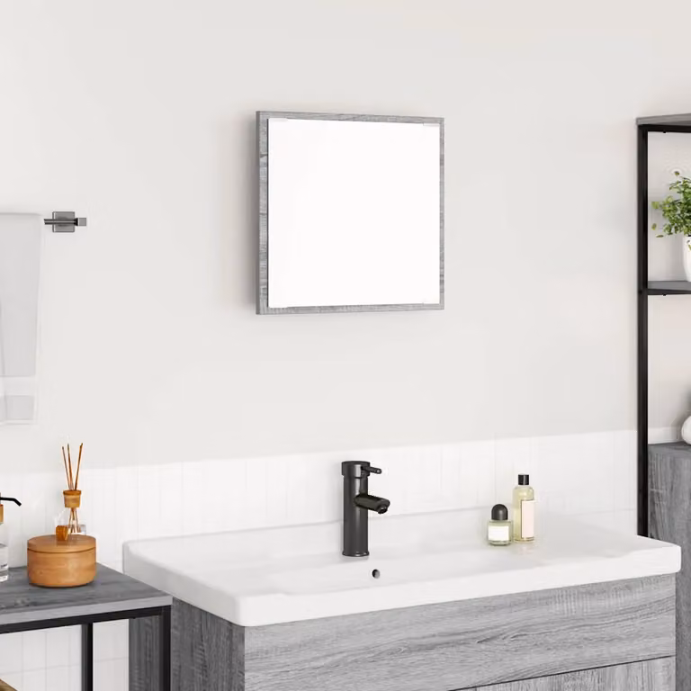 Specchio da bagno moderno con luce LED vidaXL, Grigio Sonoma, L 40 cm x H 37 cm x P 8.5 cm
