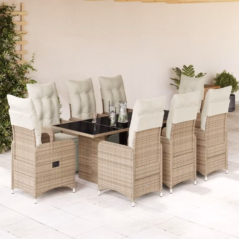 Maison Exclusive - Set Bistrò da Giardino 9 pz con Cuscini in Polyrattan Marrone