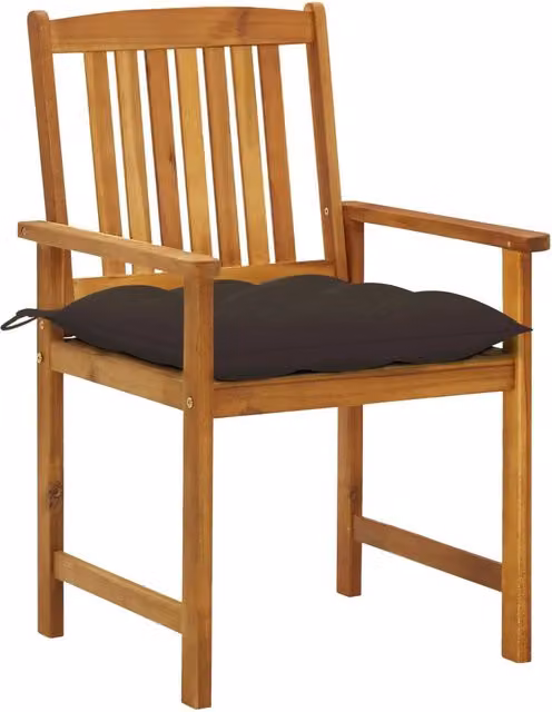 Set di 4 sedie da giardino vidaXL in legno di acacia massello oliato con cuscini grigi e marroni