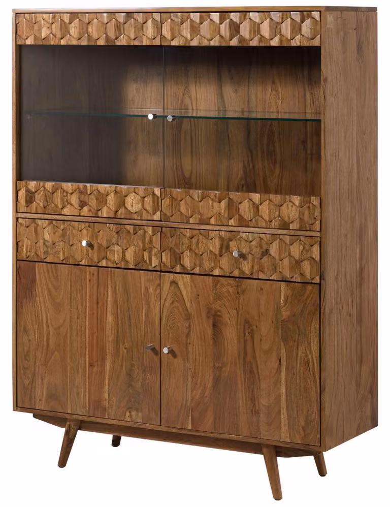 MASSIVMOEBEL24 | MOSAYK #115 vetrina in legno di acacia laccato / natur 120x42x160