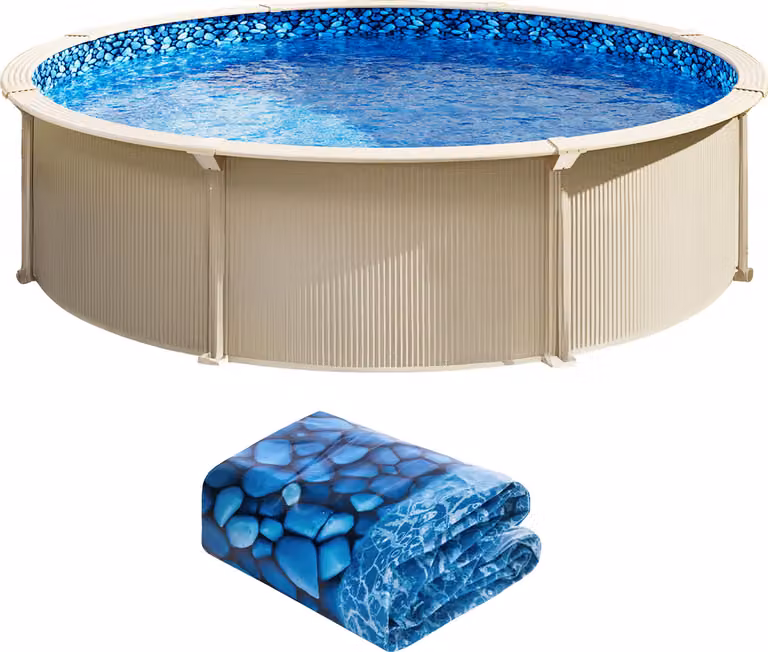 SucceBuy liner per piscina, rotondo, 10 m, stile unibead, altezza parete 132 cm