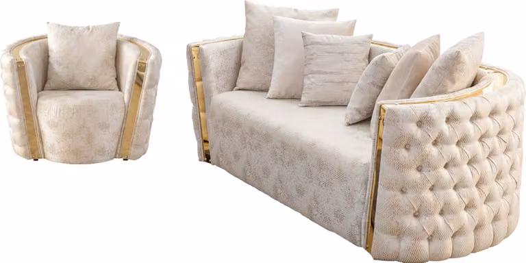 Beige Wohnzimmer Chesterfield Sitzer 2-Sitzer Luxuriöser Sitz Sessel