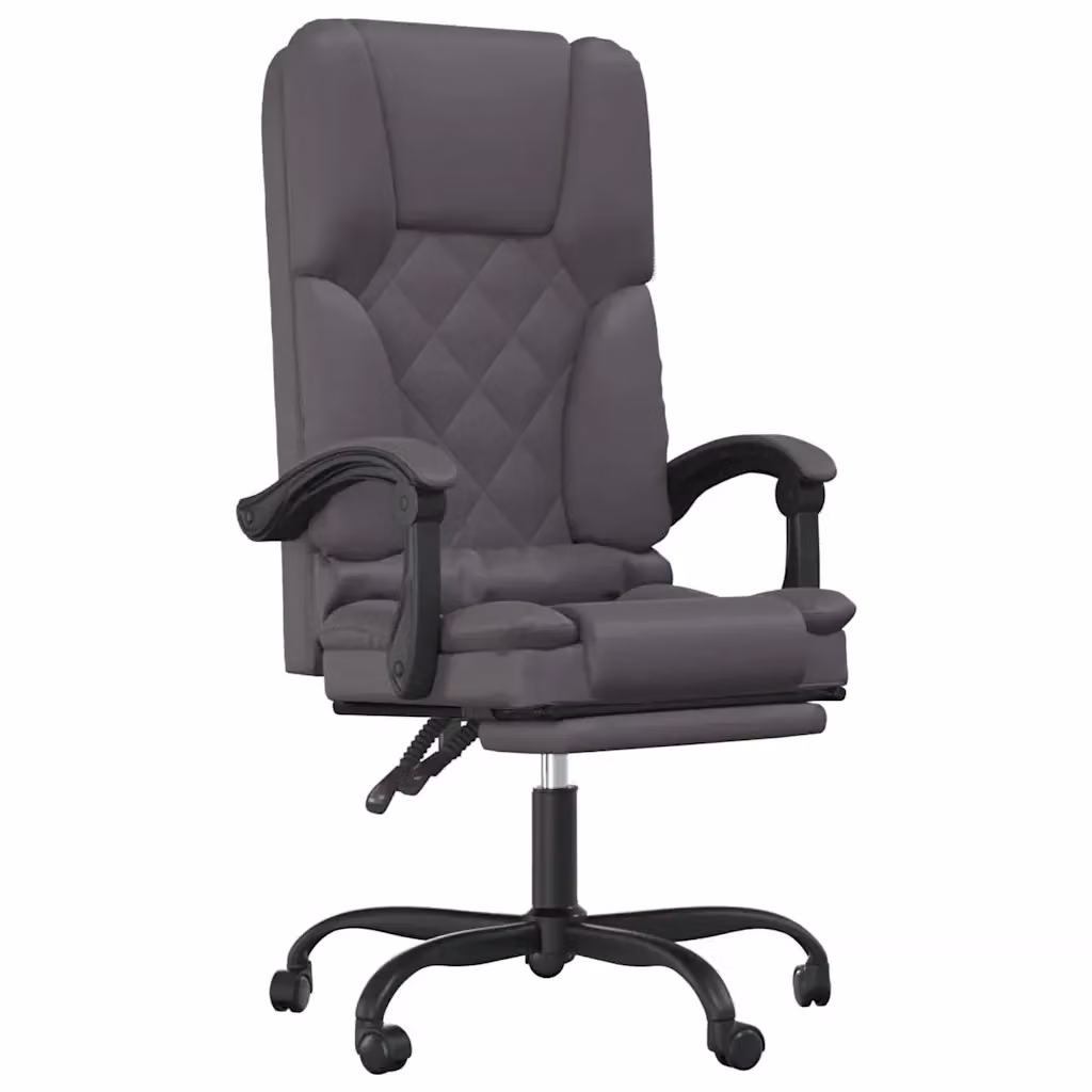 Poltrona da Ufficio Executive Reclinabile e Massaggiante Design In in Similpelle Grigio con Braccioli e Ruote – 2