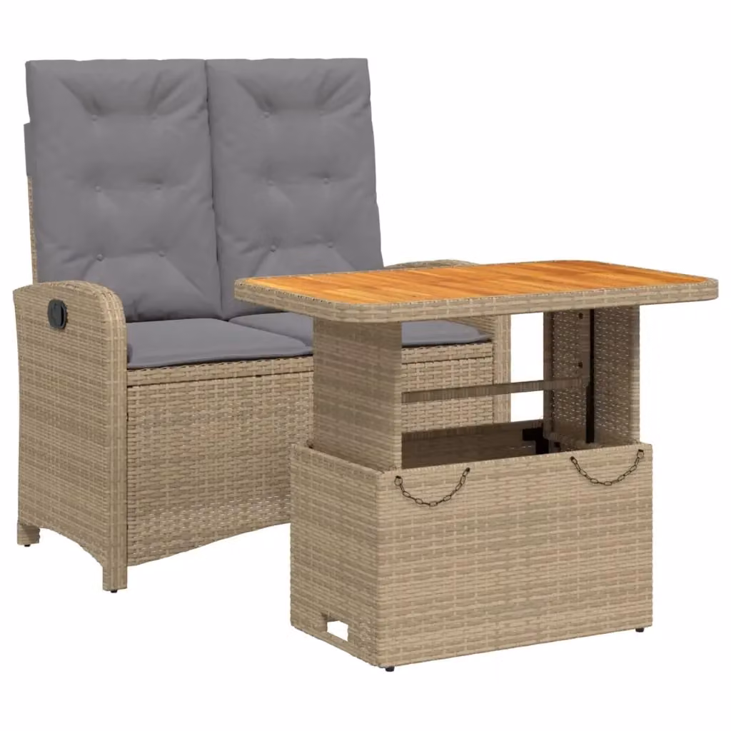 Set da Pranzo da Giardino vidaXL in Legno di Acacia Oliato con Piano Pieghevole e Regolabile, Colori Beige, Marrone e Grigio – 2