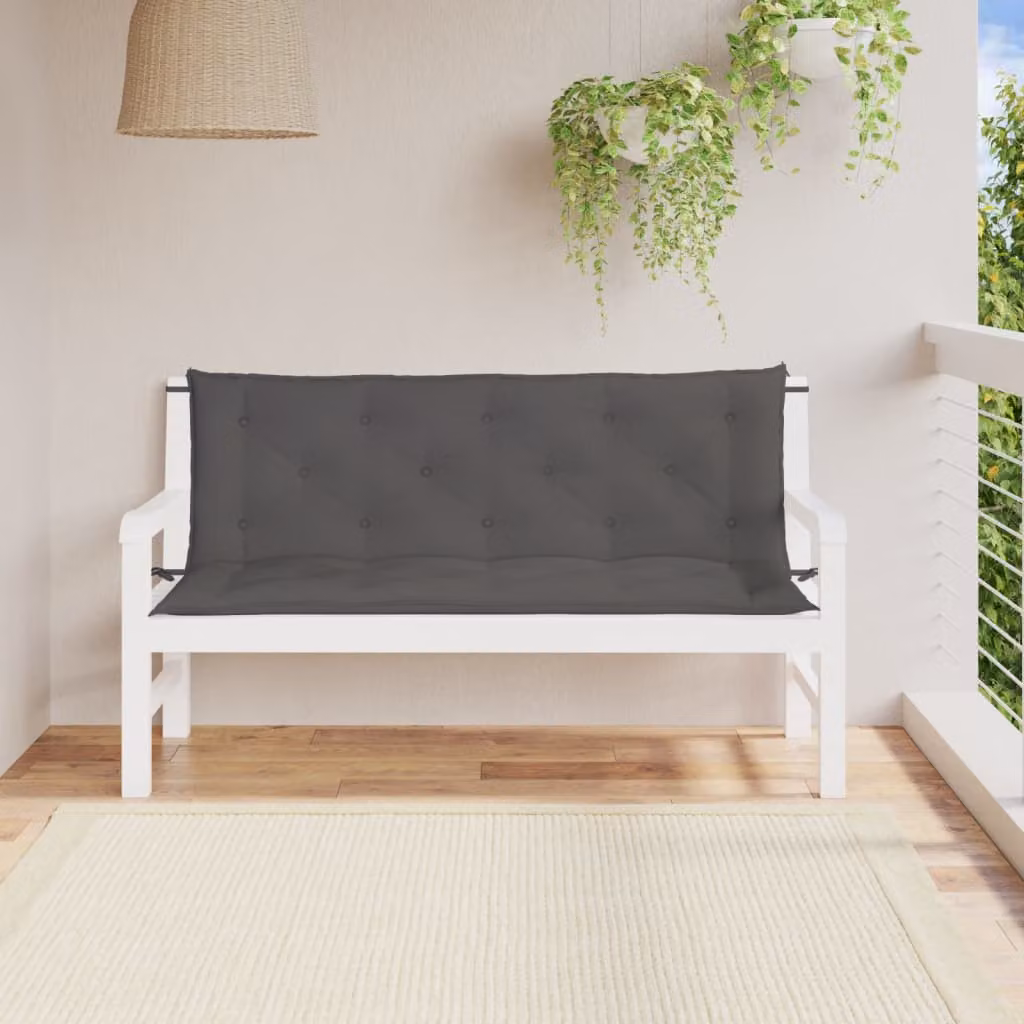 Set di 2 cuscini per panca da giardino vidaXL in tessuto Oxford impermeabile e traspirante, colore antracite, L 150 cm x P 50 cm x H 7 cm
