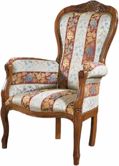 Poltrona imbottita in legno di faggio con decorazioni floreali multicolore Mobili 2G H: 104 cm, L: 65 cm, P: 52 cm – 3