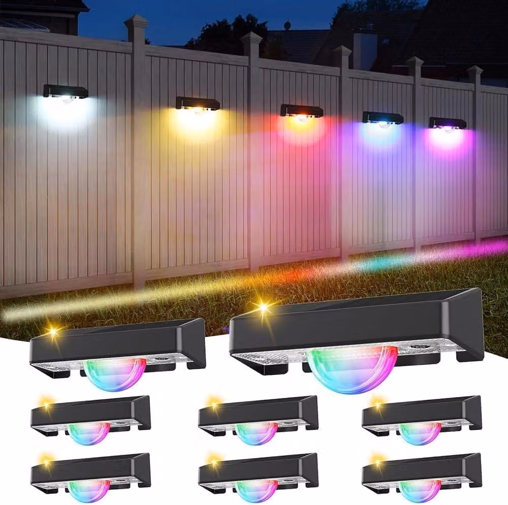 Set di 8 luci solari, luce bianco caldo + 11 luci RGB, grado di protezione IP44, con accensione automatica