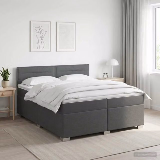Letto con Box Spring, Materasso Ibrido e Illuminazione LED vidaXL, Grigio, L/P: 200 x 200 cm
