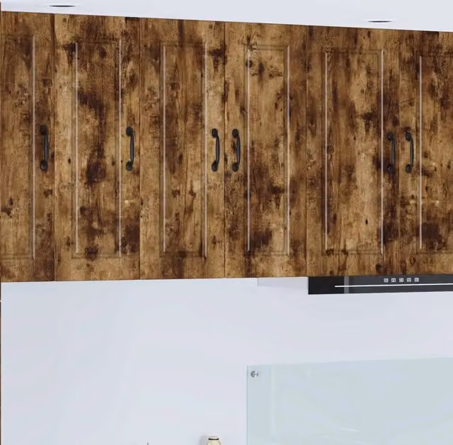 Set di 2 pensili da cucina vidaXL in legno rovere marrone con ante a battente, L/P/H: 30 x 31 x 80 cm