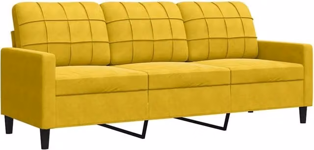Divano | Divano da soggiorno | Sofa a 3 Posti Giallo 180 cm in Velluto