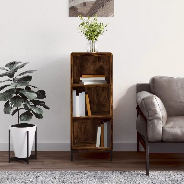 Credenza vidaXL in Rovere Fumo e Legno Multistrato, L/P/H: 34,5 x 32,5 x 90 cm