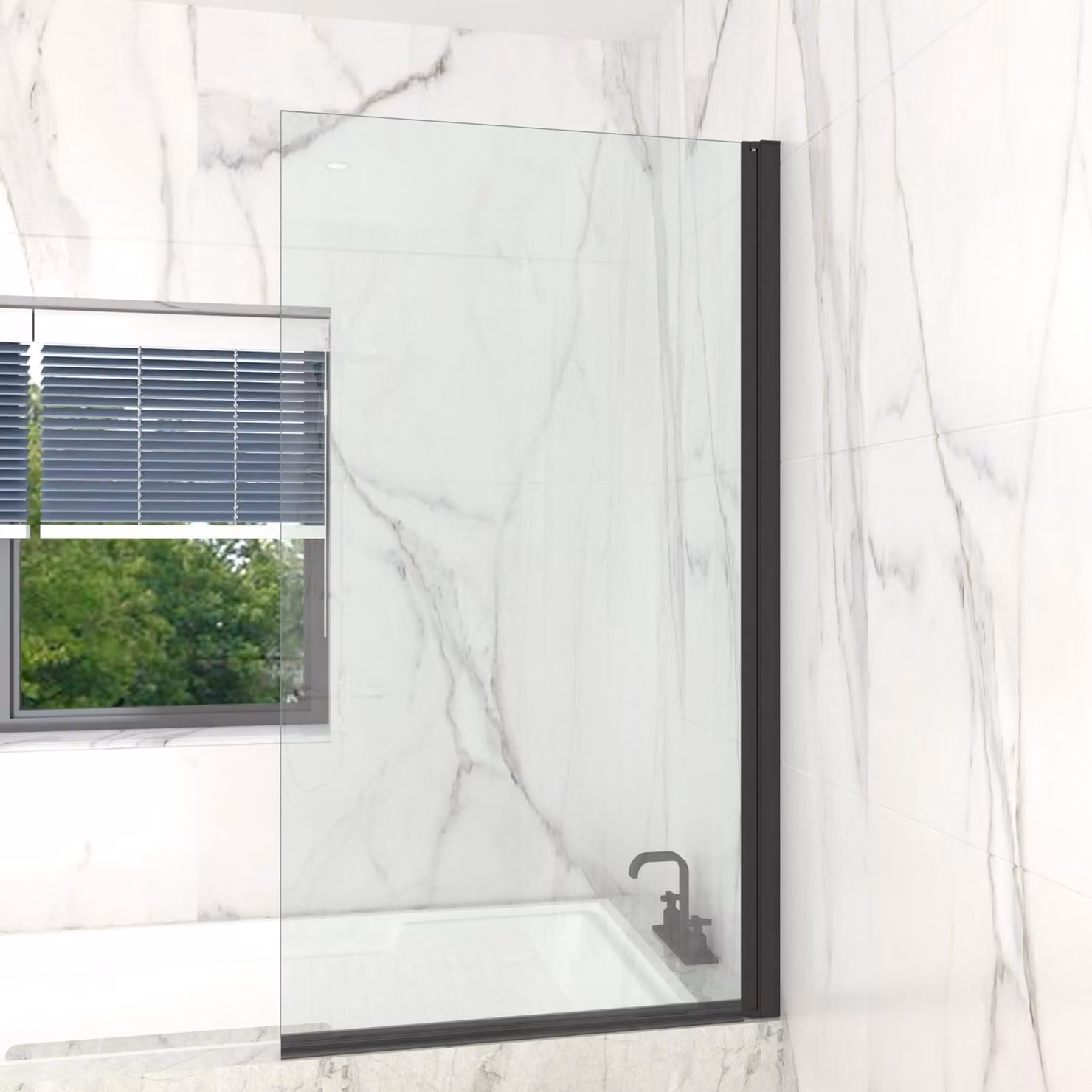 Pannello doccia per vasca da bagno in vetro temperato