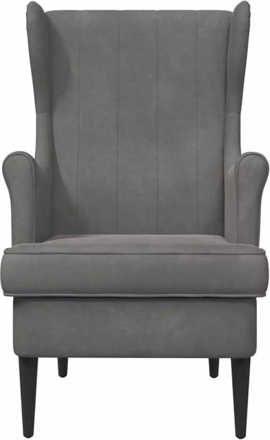 Poltrona Relax Moderna in Velluto Grigio con Braccioli e Struttura in Metallo e Legno