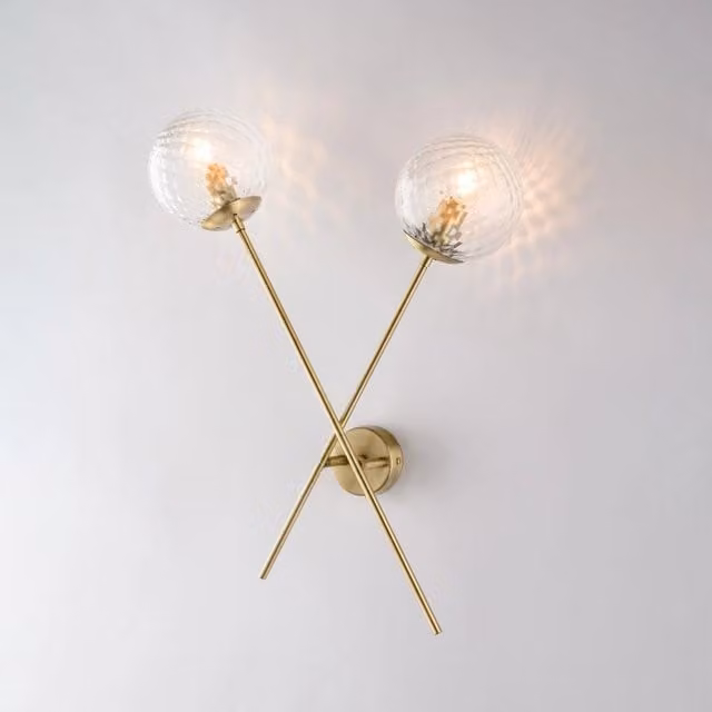 Applique Contemporanea Demetra Bonetti Illumina in Metallo Bronzo con 2 Luci E14 e Vetro Trasparente