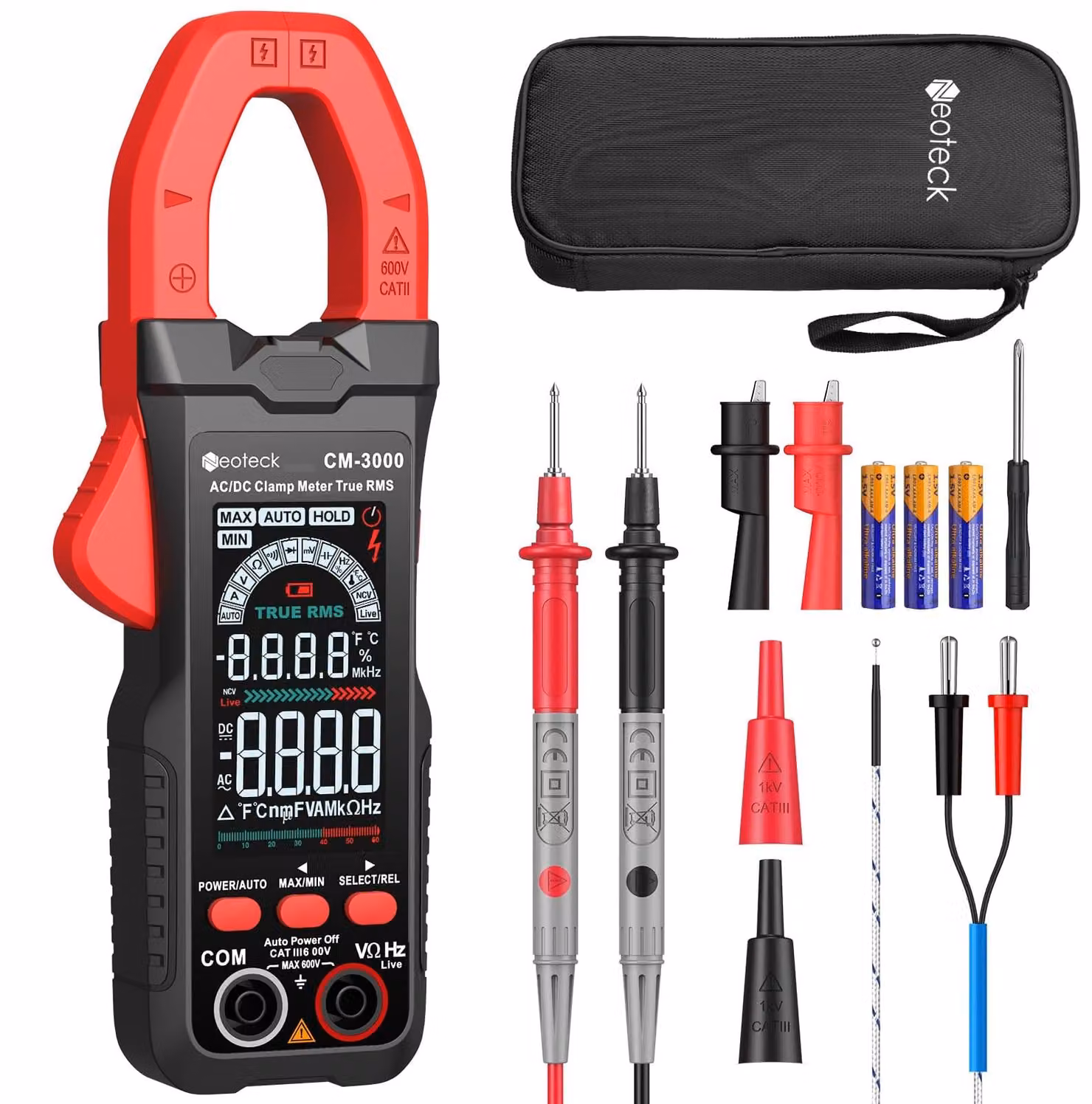 Pinza amperometrica multimetro - 800 A - AC/DC - True RMS - 6000 conteggi - Intelligente