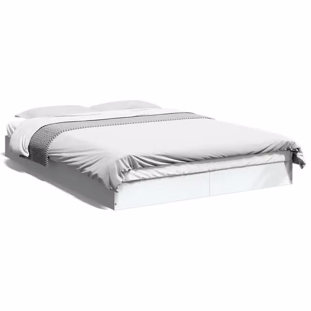 Letto matrimoniale | Letto per adulti | Giroletto Bianco 135x190 cm in Legno Multistrato