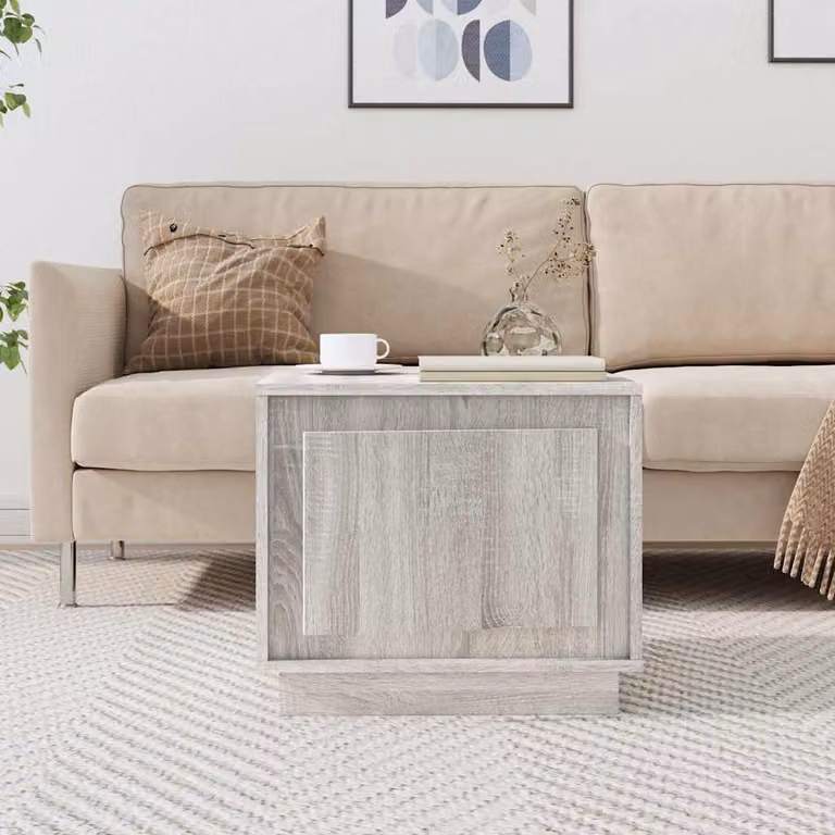 vidaXL Tavolino da Salotto Moderno Grigio in Legno Multistrato L: 51 cm, P: 50 cm, H: 44 cm