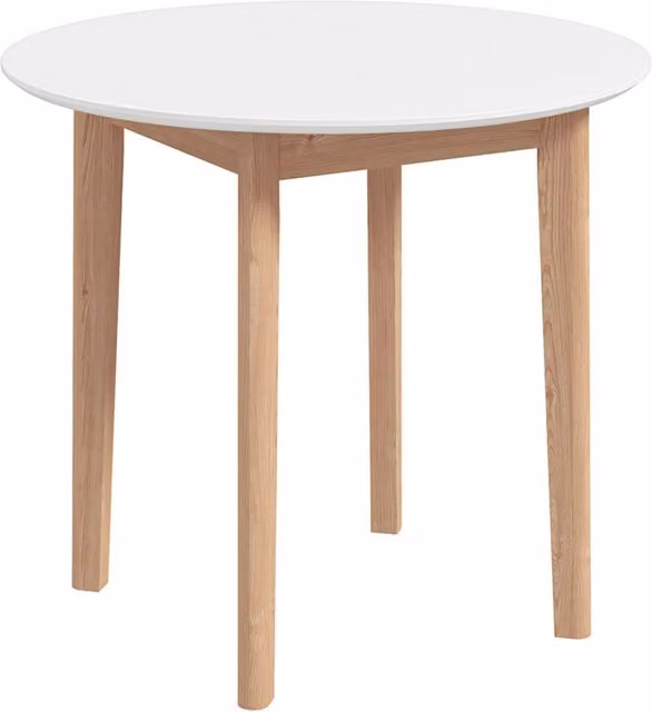 Tavolo da pranzo rotondo XYLO in legno di pino bianco e naturale L/P/H: 75 x 75 x 76 cm