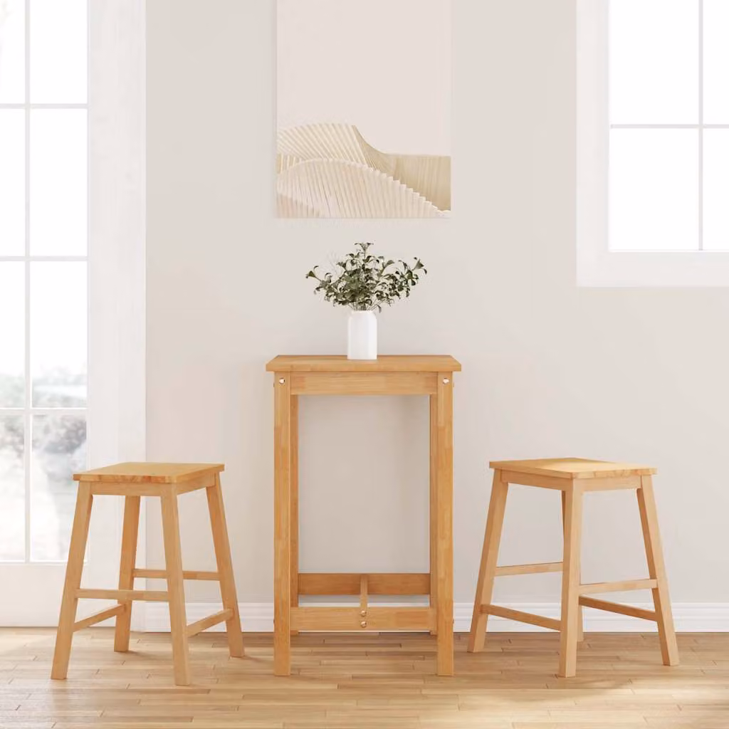 Set di 2 sedie da bar vidaXL in legno massello di Hevea colore marrone