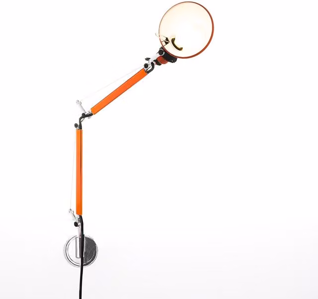 Artemide Tolomeo Micro Applique da Parete in Alluminio Arancione con Altezza Regolabile per Lettura
