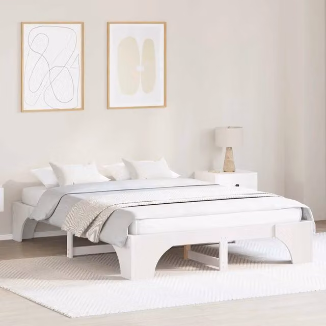 Struttura del letto-Giroletto-Rete del Letto Bianco 160 x 200 cm Pino massello 334292