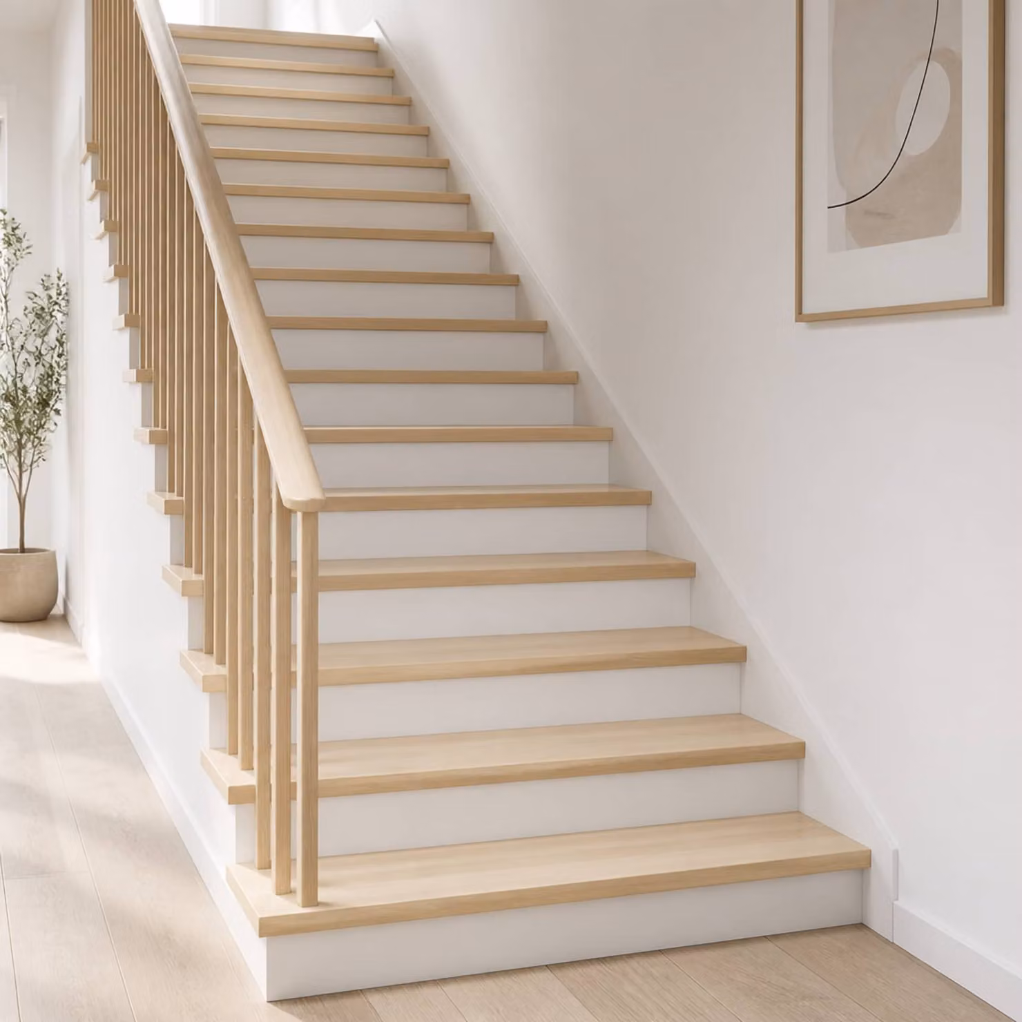 Set di 12 gradini per scale vidaXL in legno massello di rovere, colore bianco, L: 70 cm, P: 25 cm, H: 2 cm