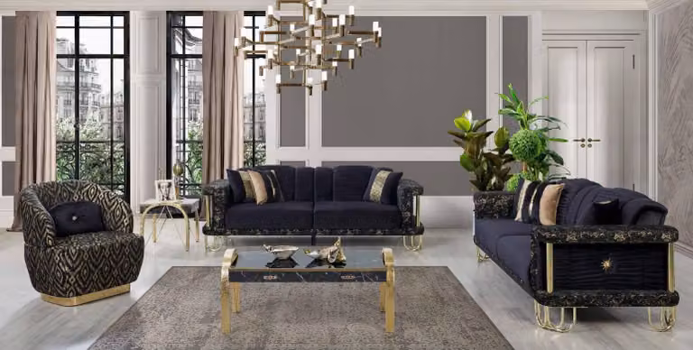 Exklusive Wohnzimmer Polster Couchgarnitur x2 Textil Sofas 1-Sitzer 3tlg