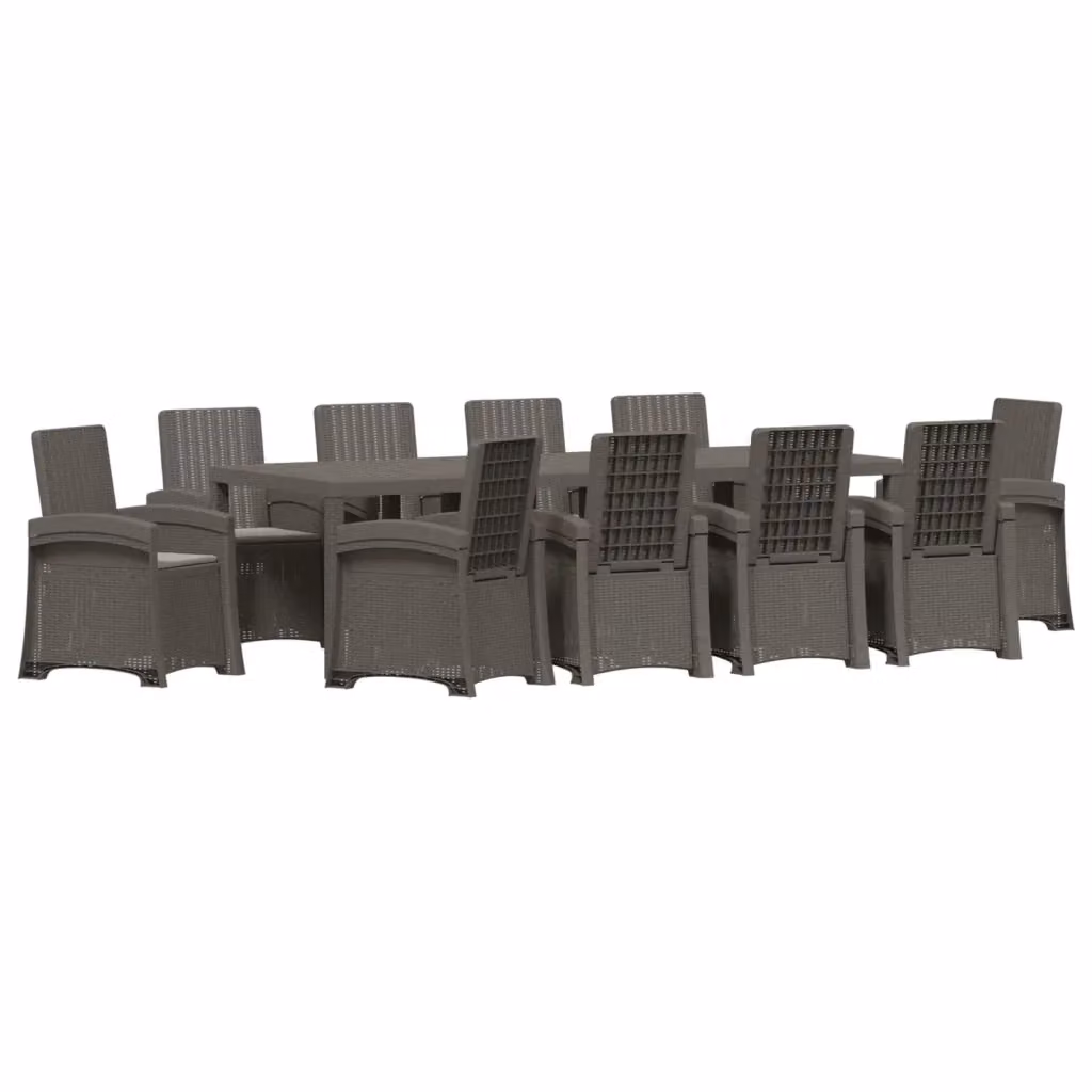 Set da pranzo da giardino moderno vidaXL in polyrattan grigio da 11 pezzi – 2