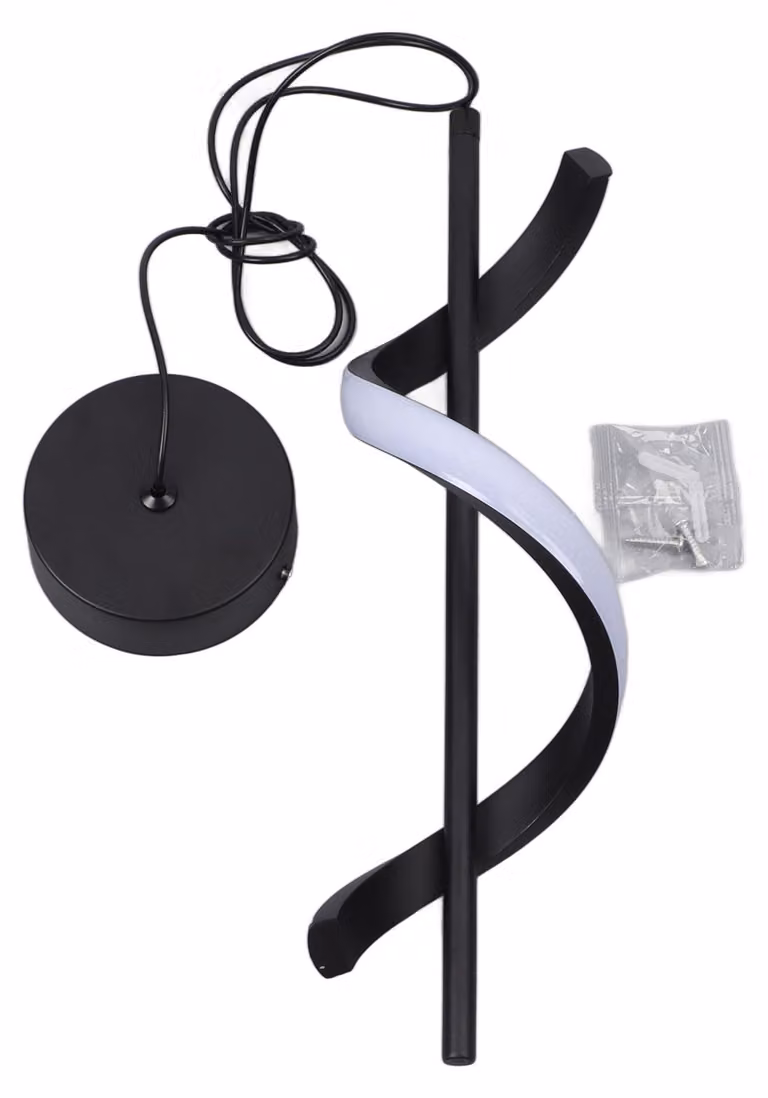 Lampada a sospensione a LED a spirale, nera, senza abbagliamento, luminosa, protettiva per gli occhi, ideale per soggiorno, caffè, famiglia, 85–265 V, luce bianca