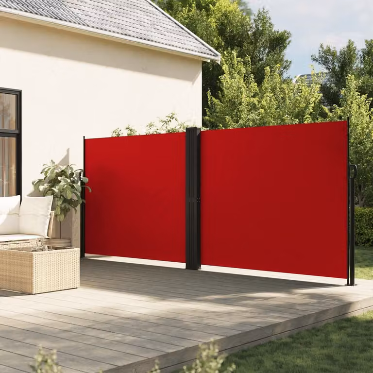 Tenda da Sole Laterale Retrattile vidaXL in Poliestere Rossa L: 1000 cm, H: 180 cm