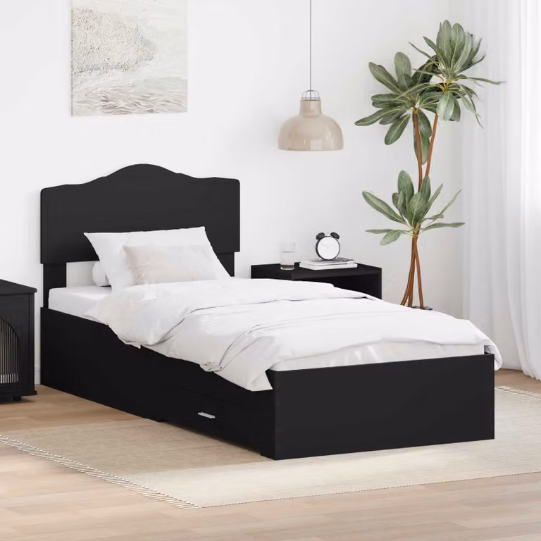 Struttura letto con cassetti vidaXL in legno ingegnerizzato nero 70 x 140 cm