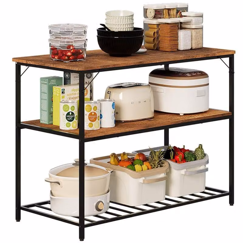Mobile Da Cucina, Isola, Ripiano, Stile Loft, Industriale, Rustico, Marrone, 120 Cm