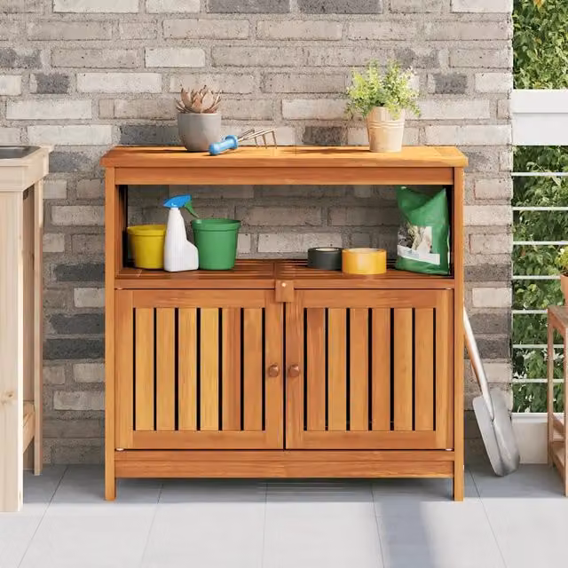 Tavolo da giardino rettangolare vidaXL in legno di acacia marrone L: 80 cm, P: 35 cm, H: 75 cm