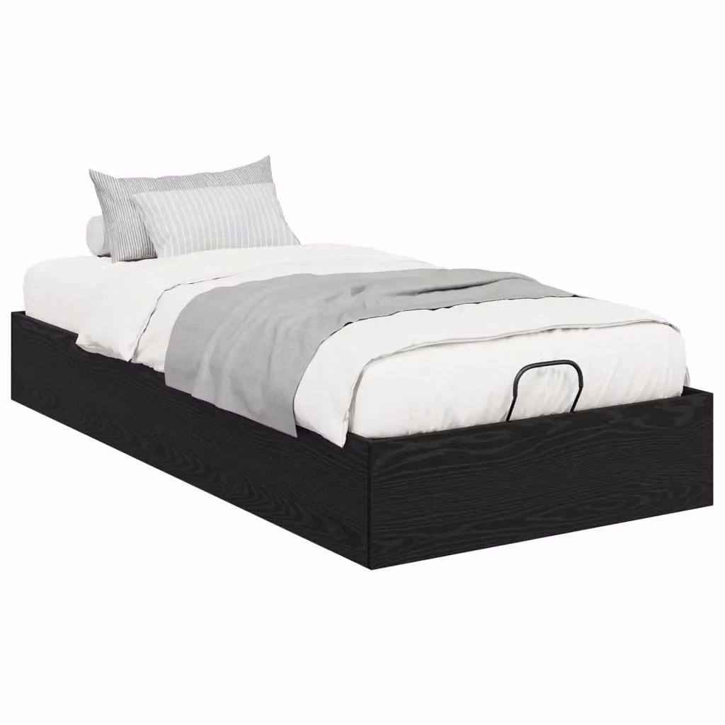 Letto ottomano vidaXL in legno Rovere Nero con base a sollevamento L: 193 cm, P: 75,5 cm, H: 25 cm – 2