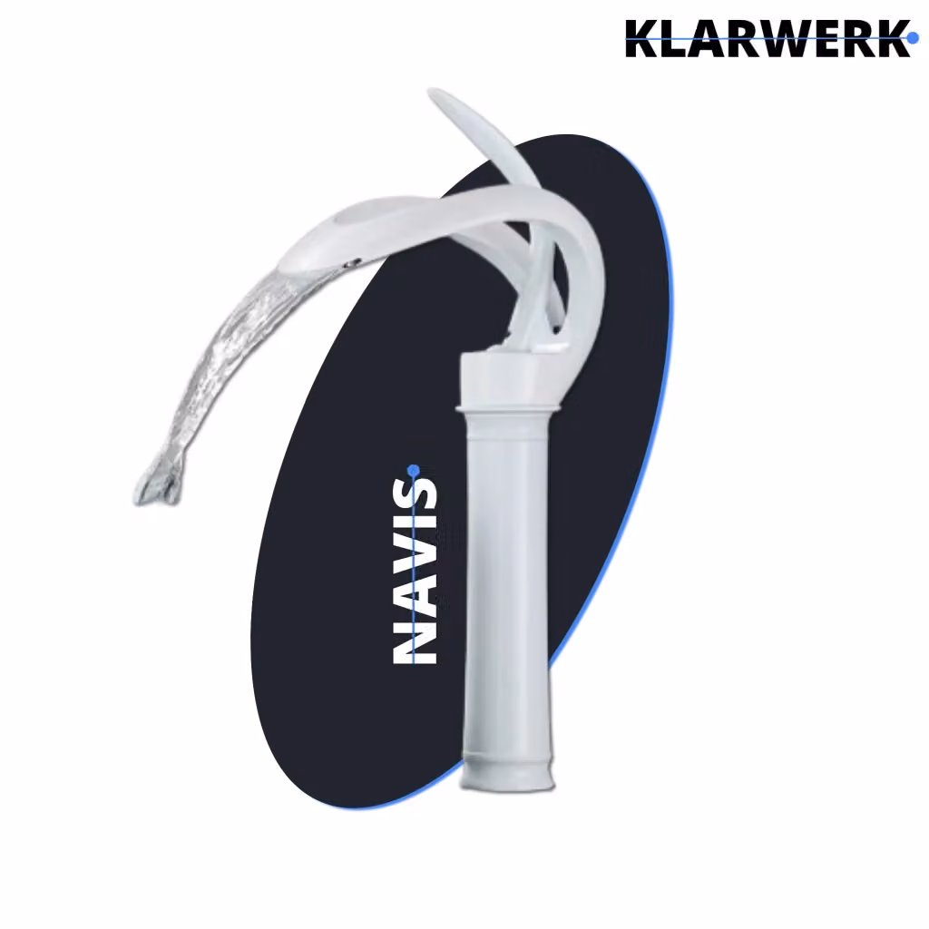 Miscelatore per lavabo a cascata Klarwerk NAVIS in acciaio inox bianco con design alto per lavelli alti – 2